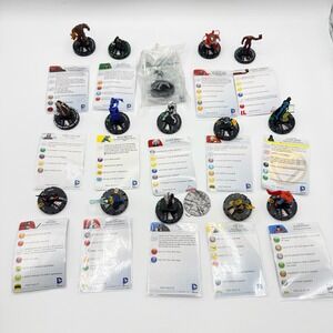 Heroclix DC Comics Uncommon, Super Rare, Unique Mixed Lot of 15 with Cards Lot F